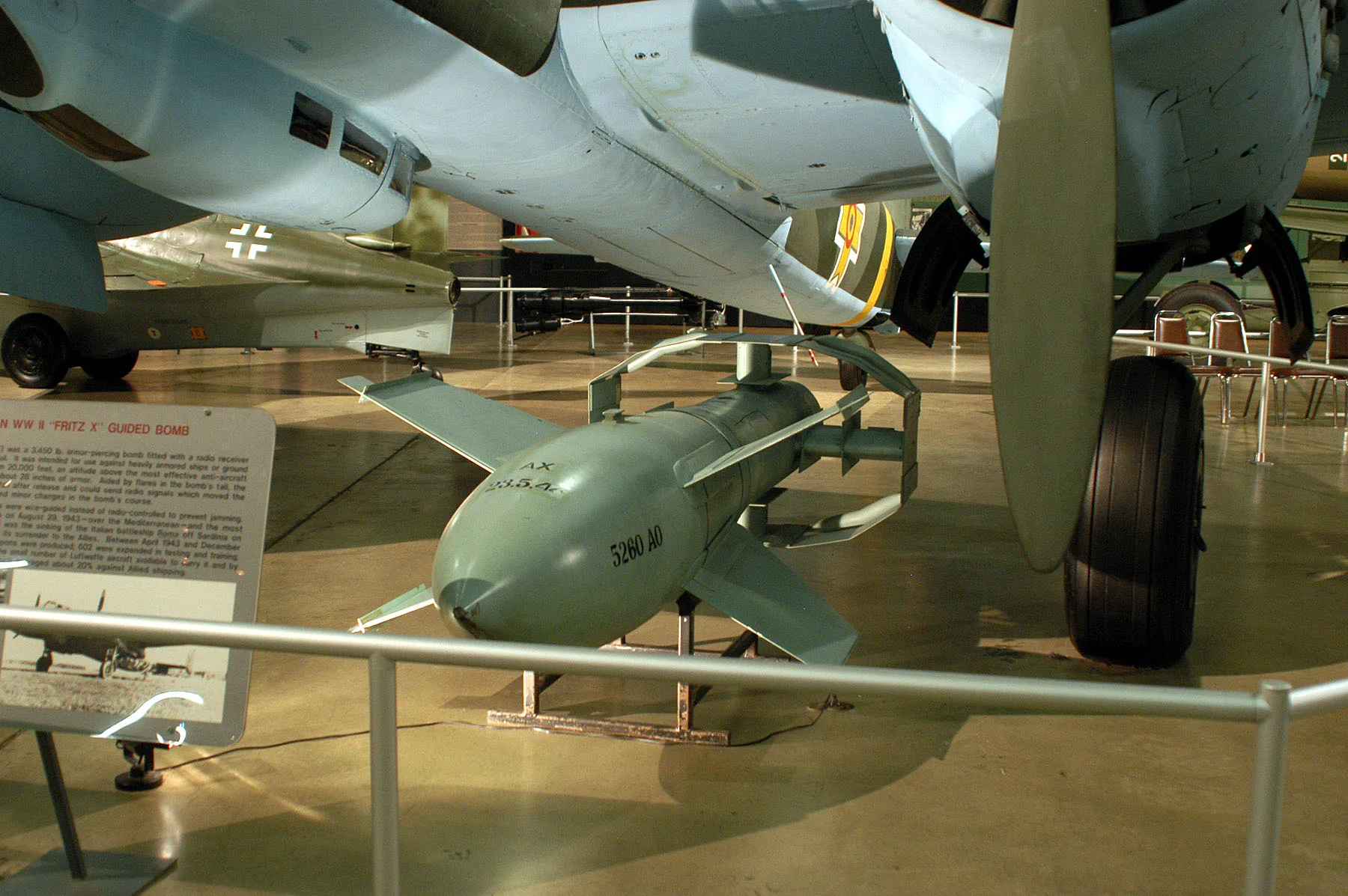 "Fritz X" Guided Bomb - Quwa DAYTON, Ohio -- "Fritz X" Guided Bomb on display in the Air Power Gallery at the National Museum of the United States Air Force. (U.S. Air Force photo)