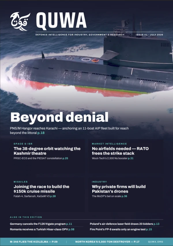 Quwa digital magazine, Issue 01, July 2026: Beyond denial — PNS/M Hangor reaches Karachi.