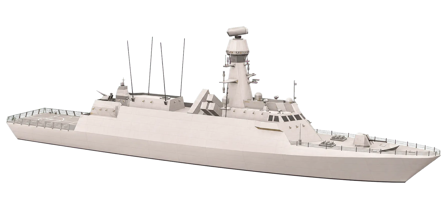 Technical editorial rendering of Babur-Class Corvette