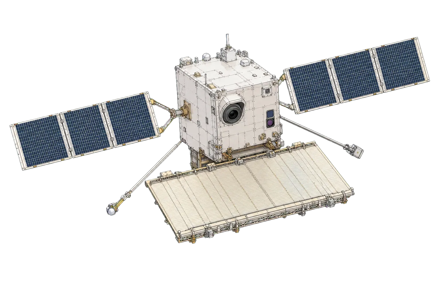 Technical editorial rendering of PRSC-S1 SAR And HS-1 Hyperspectral
