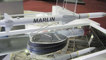 Mock-up of the Denel Marlin technology demonstrator for beyond visual range air-to-air missiles.