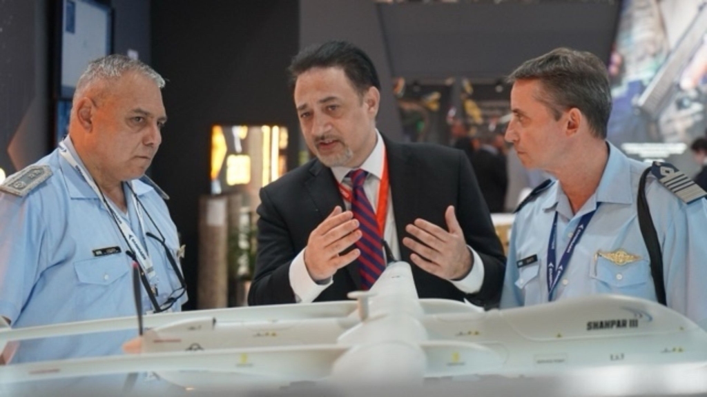 GIDS CEO with Peruvian Air Force Officials at LAAD 2025 - Quwa