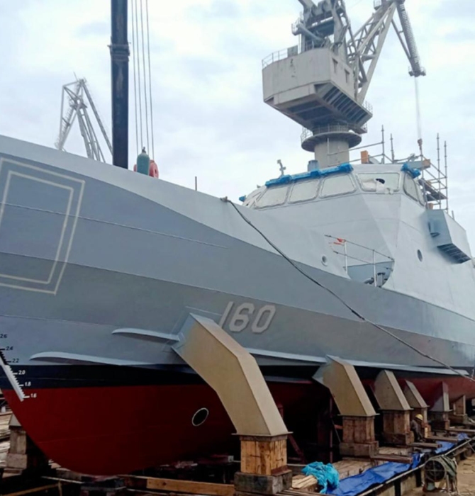 Launching ceremony of the Pakistan Navy's 38.8 m gunboat, PNS Sahiwal, designed in collaboration with Swiftships.