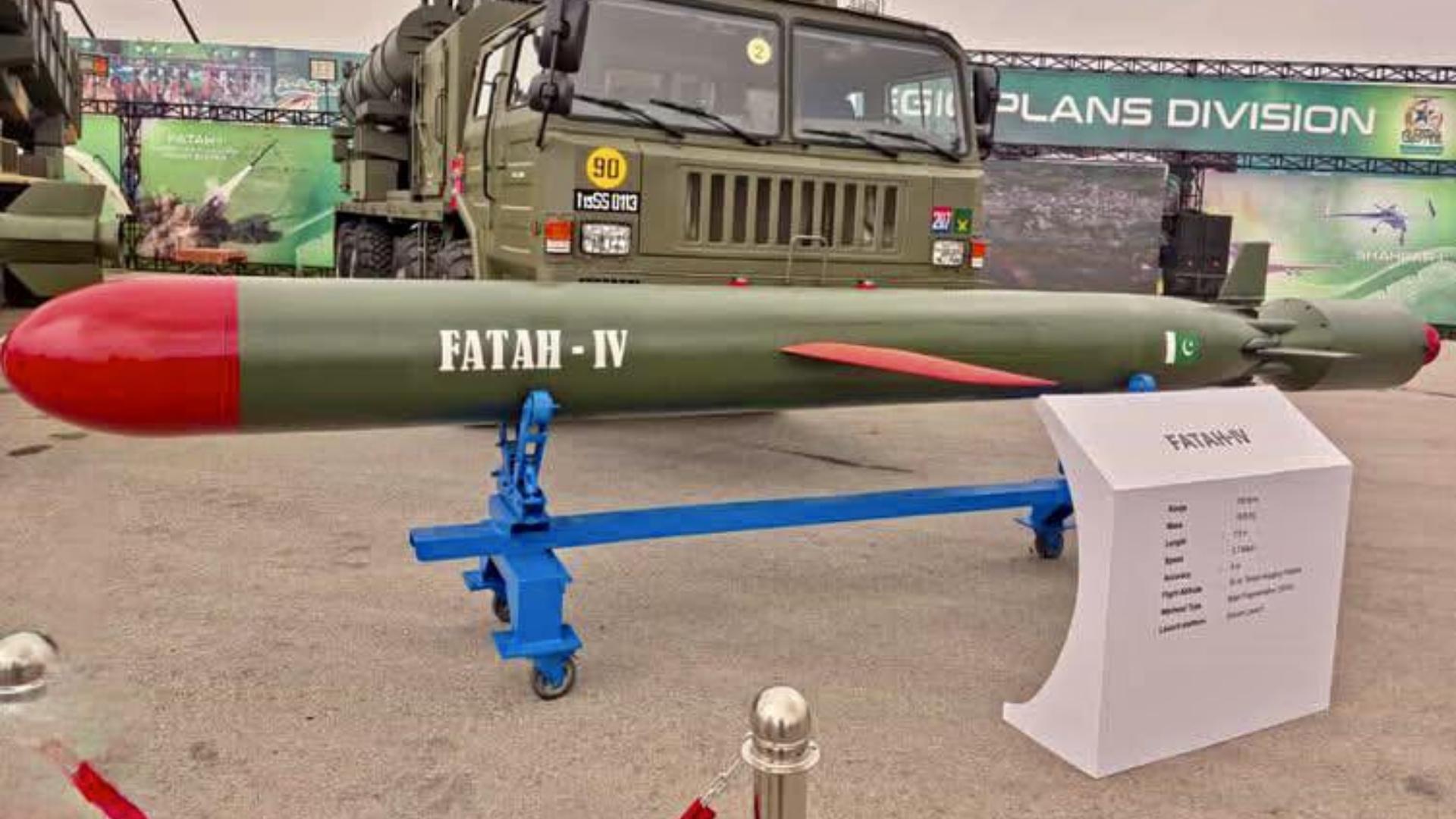 Static display of Pakistan's Fatah 4 cruise missile.