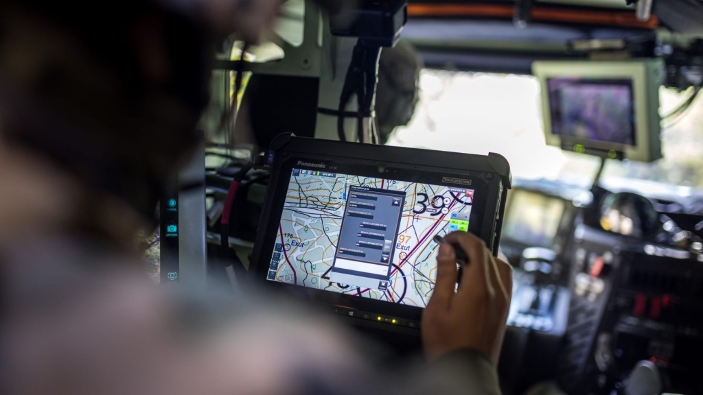 Photo of a satellite-based mapping interface.