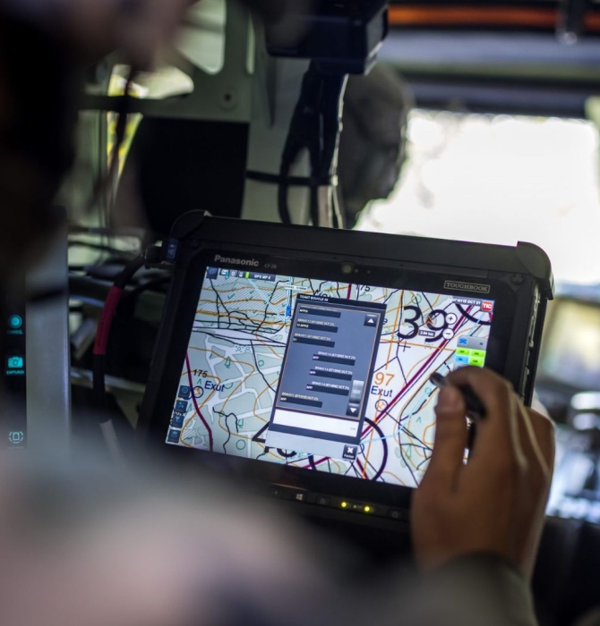 Photo of a satellite-based mapping interface.