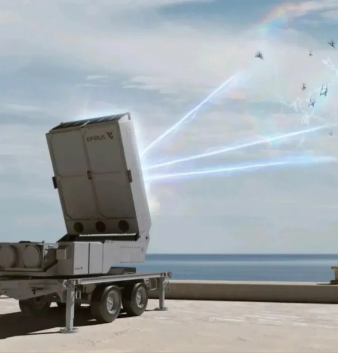 Illustration showing how a high-powered microwave-based counter-U A S system would work.