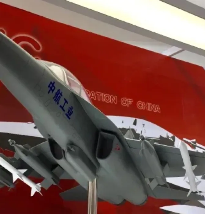 Photo of a model of a Hongdu L-15B trainer. Picture used as a hero for an article on the Pakistan Air Force's training needs.