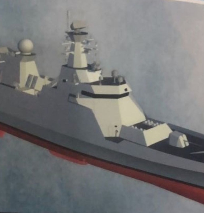 Illustration of the Jinnah-class frigate. Picture used as hero for an article on the Jinnah-class frigate.