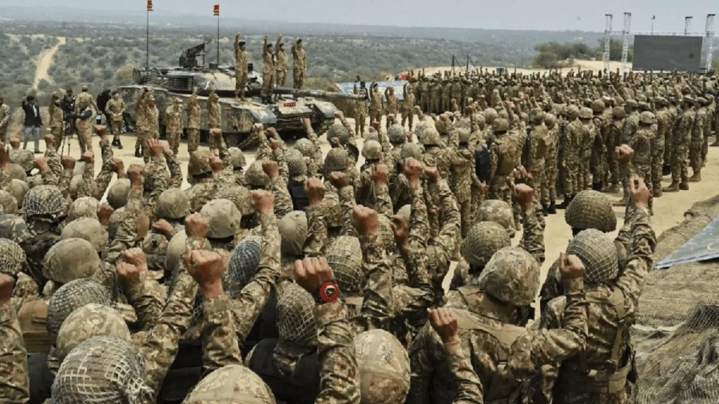 Photo of the Pakistan Army rallying for morale.