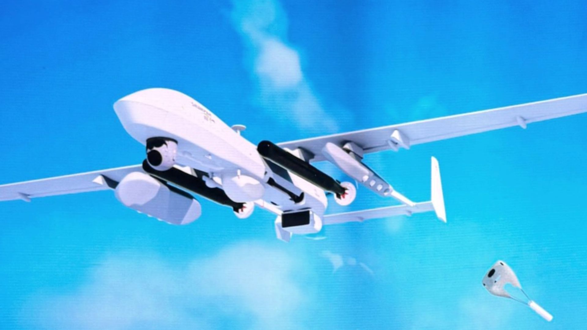 Image of a Shahpar 3 drone in a maritime configuration.