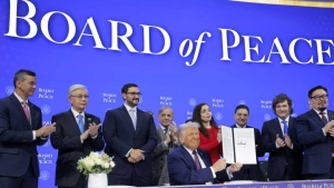 Photo showing the inaugural states participating in the Board of Peace. Photo used as hero image on an article about Pakistan's participation in the Gaza Peace Plan and Board of Peace.