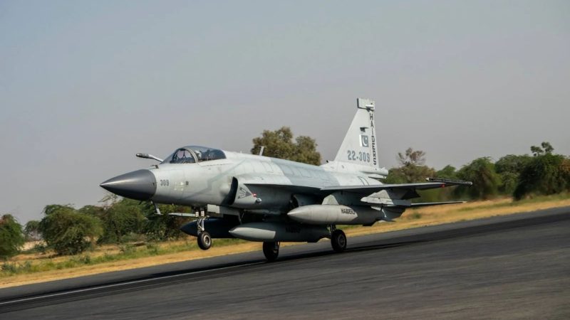 Photo of a Pakistan Air Force JF-17 Thunder fighter aircraft.