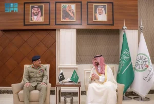 Pakistan's Chief of Defence Forces Field Marshal Asim Munir meets Saudi Defence Minister Prince Khalid bin Salman in Riyadh, March 7, 2026