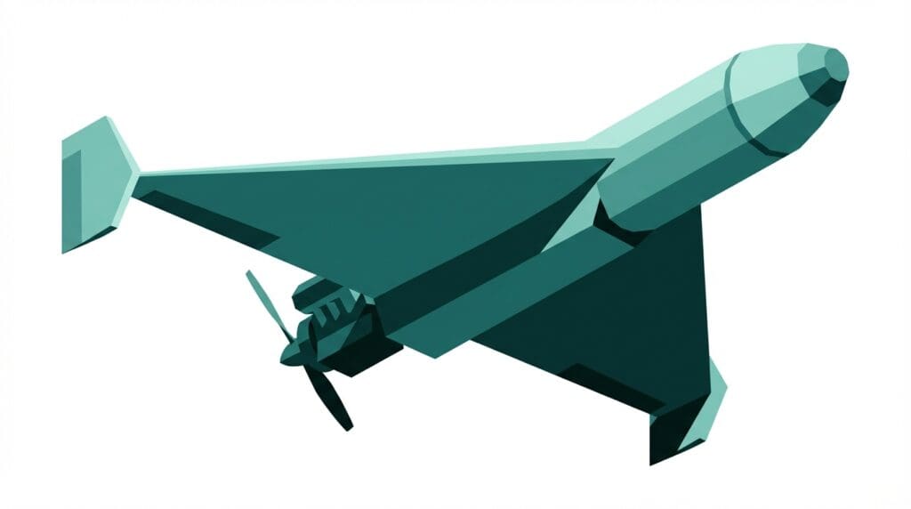Illustration of an Iranian Shahed-136 loitering munition in flight