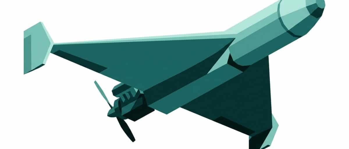 Illustration of an Iranian Shahed-136 loitering munition in flight