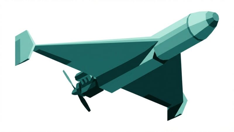 Illustration of an Iranian Shahed-136 loitering munition in flight