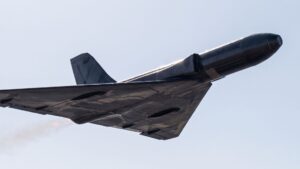 Illustration of the Woot-Tech HiMark-25 Turbojet loitering munition. Image used as a hero image for an article on Pakistan's new jet-powered loitering munitions programs.