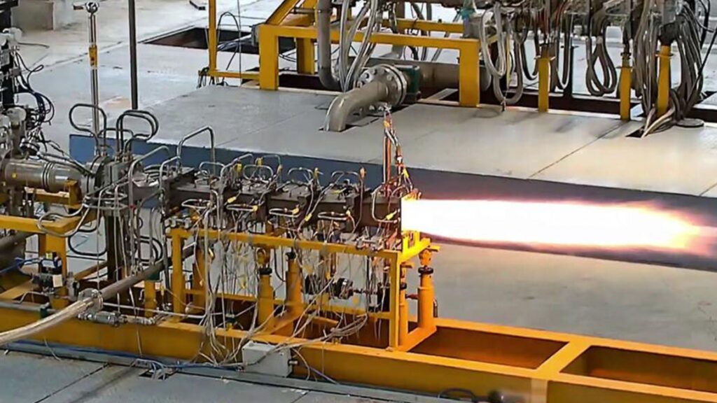 Photo of the DRDO scramjet combustor being tested.
