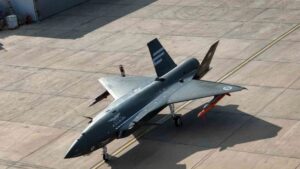 Photo of a Bayraktar Kizilelma stealth drone.