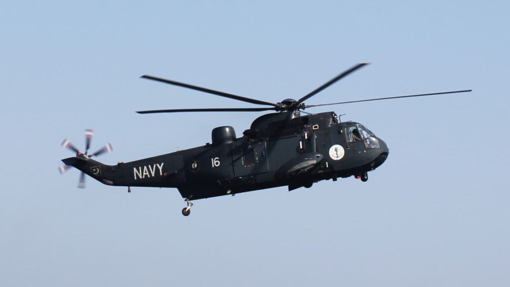 Pakistan Navy Sea King helicopter flying