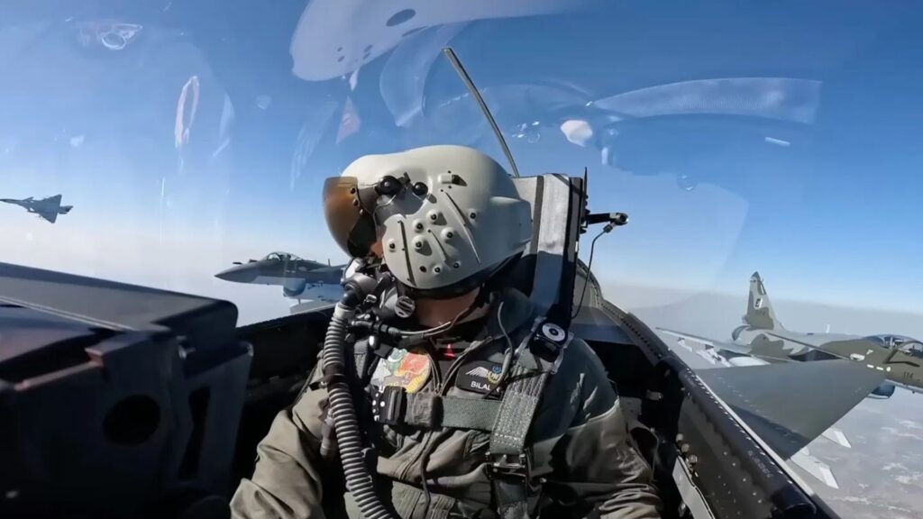 Photo of a Pakistan Air Force pilot in the cockpit of the J-10CE.