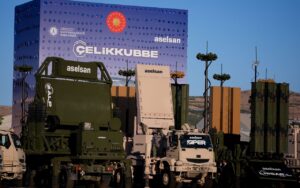 Aselsan Steel Dome Çelik Kubbe layered air defence system components including ALP radar Siper long-range interceptor and Hisar missile systems displayed during delivery ceremony in Ankara