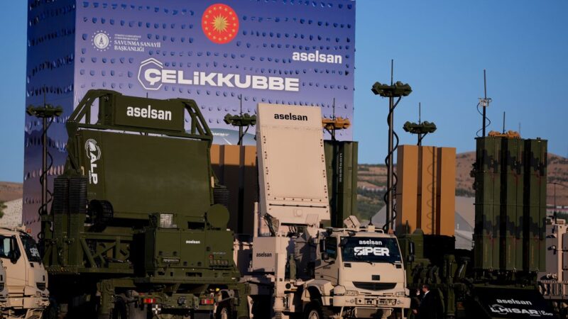Aselsan Steel Dome Çelik Kubbe layered air defence system components including ALP radar Siper long-range interceptor and Hisar missile systems displayed during delivery ceremony in Ankara