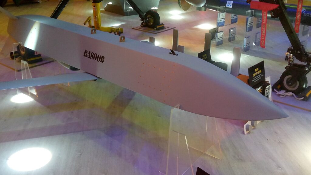 GIDS Rasoob 250 air-launched cruise missile displayed at IDEAS 2024 defence exhibition in Karachi, Pakistan