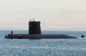 Pakistan Navy Agosta 70 class submarine PNS Hashmat at sea during joint naval exercise