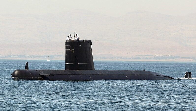 Pakistan Navy Agosta 70 class submarine PNS Hashmat at sea during joint naval exercise