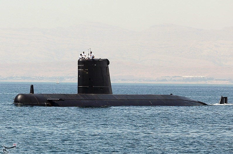Pakistan Navy Agosta 70 class submarine PNS Hashmat at sea during joint naval exercise