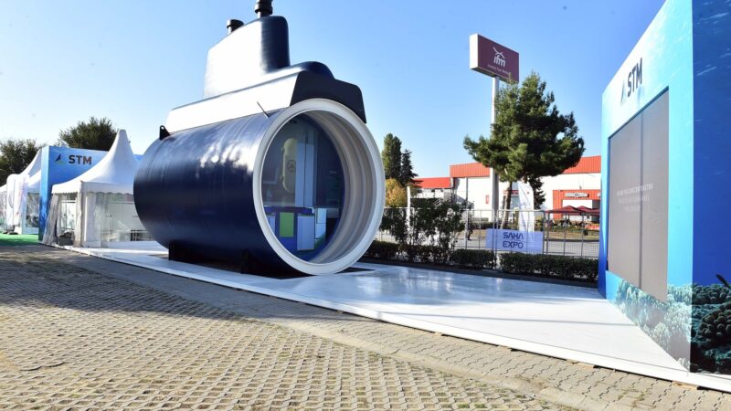 STM500 shallow water attack submarine pressure hull at SAHA EXPO 2024 for Pakistan Navy SWATS program