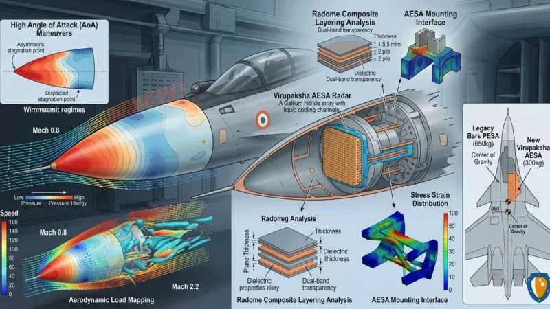 Indian Air Force Su-30MKI fighter aircraft in flight, undergoing the Super Sukhoi upgrade with Virupaksha GaN AESA radar