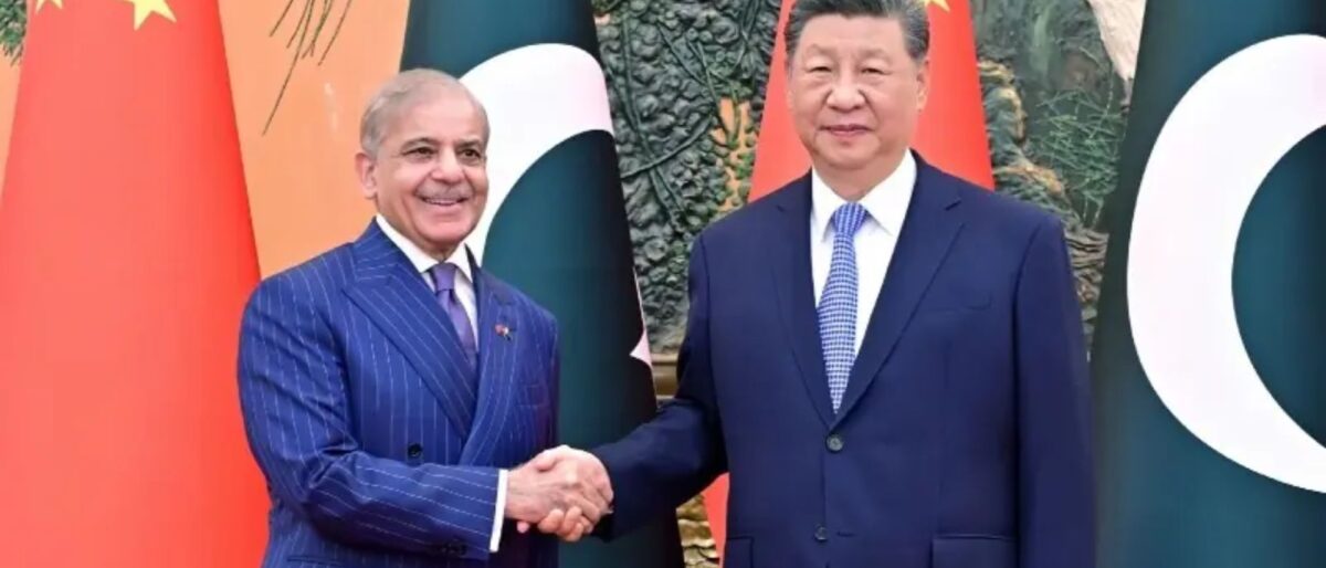 Photo of Prime Minister Shahbaz Sharif shaking hands with President Xi Jiping