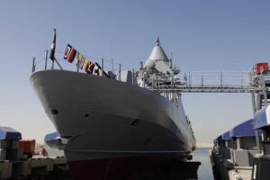Falaj-3 / Al Dorra-class offshore patrol vessel for the Kuwait Navy, to be fitted with HGH SPYNEL 360-degree infrared surveillance.