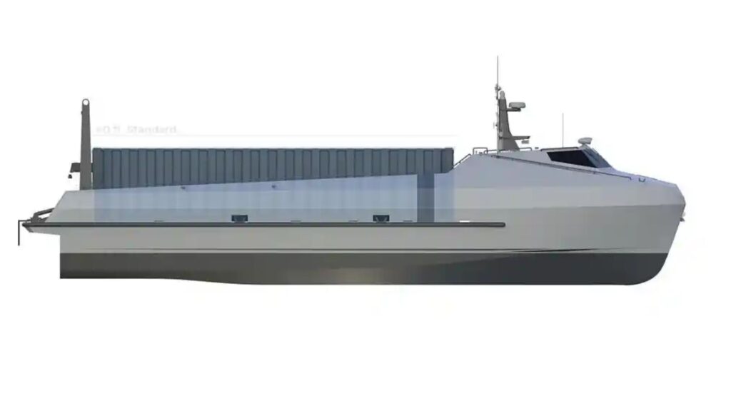 Illustration of ARES Shipyard's new 40 ft Catamaran unmanned surface vessel.