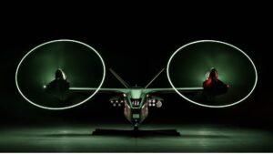 Anduril Thunder, a Group 5 autonomous attack tiltrotor developed with Archer Aviation, shown at the 2026 Farnborough International Airshow