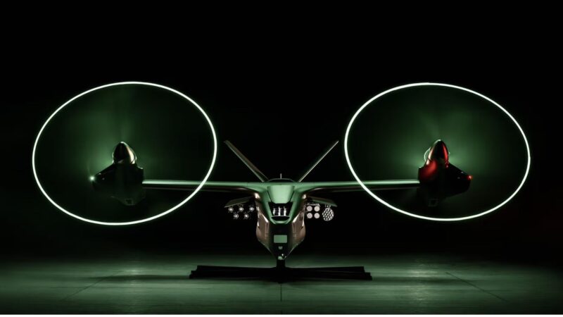 Anduril Thunder, a Group 5 autonomous attack tiltrotor developed with Archer Aviation, shown at the 2026 Farnborough International Airshow