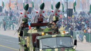 Akash surface-to-air missile system on display