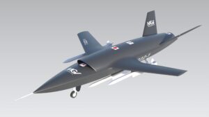 Render of MGI Engineering's T-022 Vortex autonomous collaborative combat aircraft