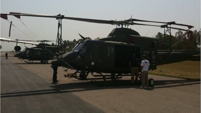 Pakistan Army Bell 412EP helicopter on the ramp during a US Foreign Military Sales delivery, May 2010
