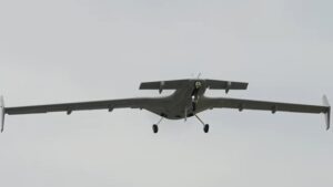 Baykar K2 Kamikaze UAVs in autonomous swarm formation flight.
