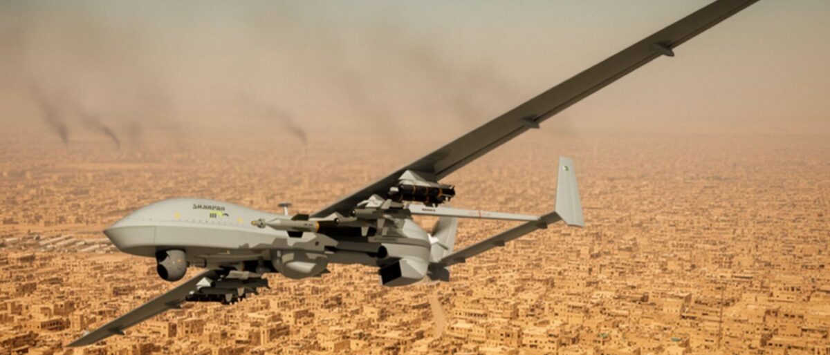 Official illustration of the Shahpar-3 unmanned aerial vehicle.