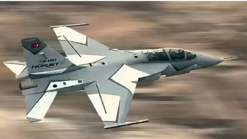 Photo of a Turkish Aerospace Hurjet trainer flying.