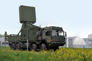 Hensoldt TRML-4D air surveillance and target acquisition radar deployed on a MAN 8x8 truck, a core Sensors division product behind the firm's record order backlog