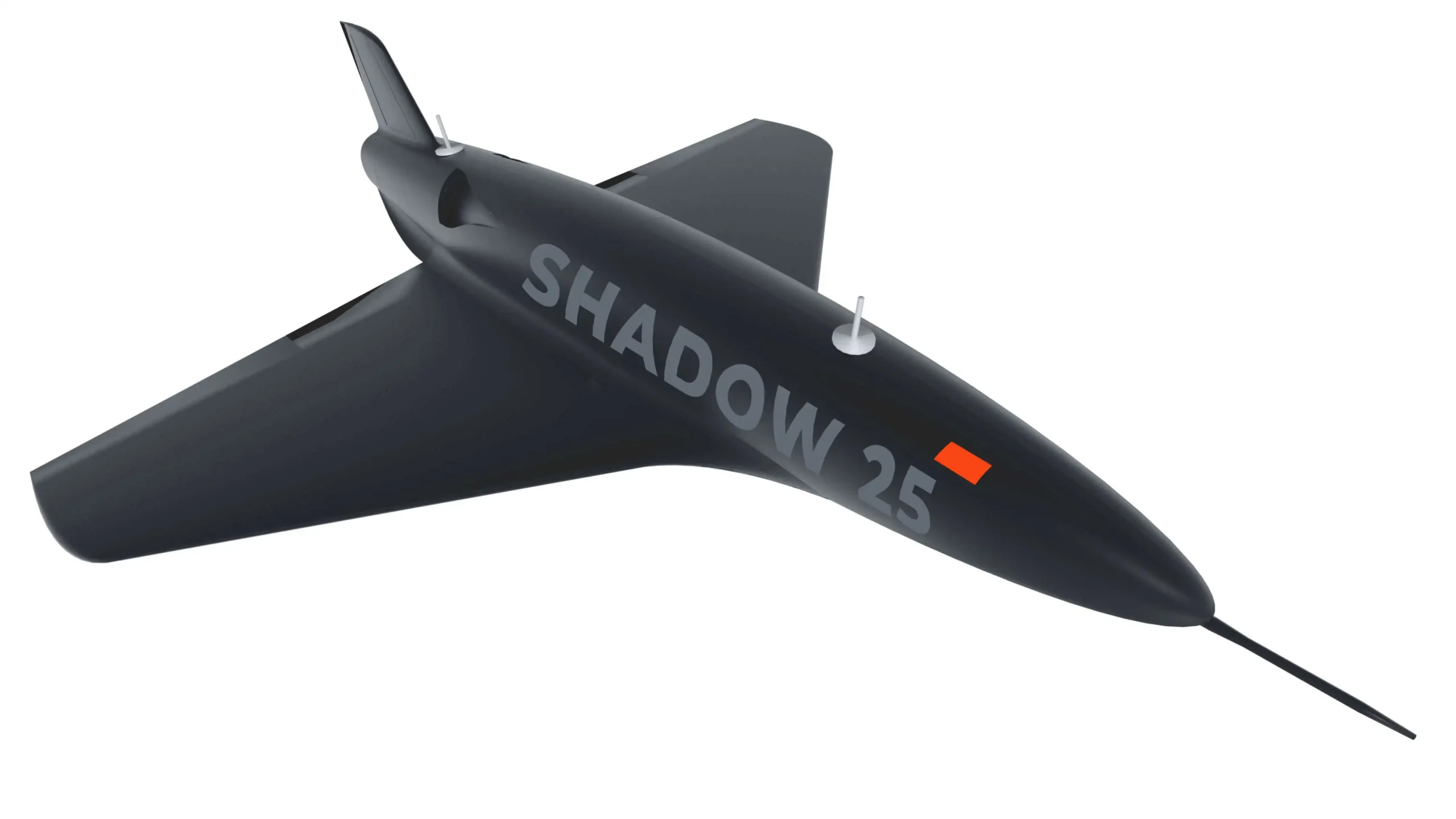 EDGE ADASI SHADOW 25 jet-powered loitering munition in flight, shown in a manufacturer render