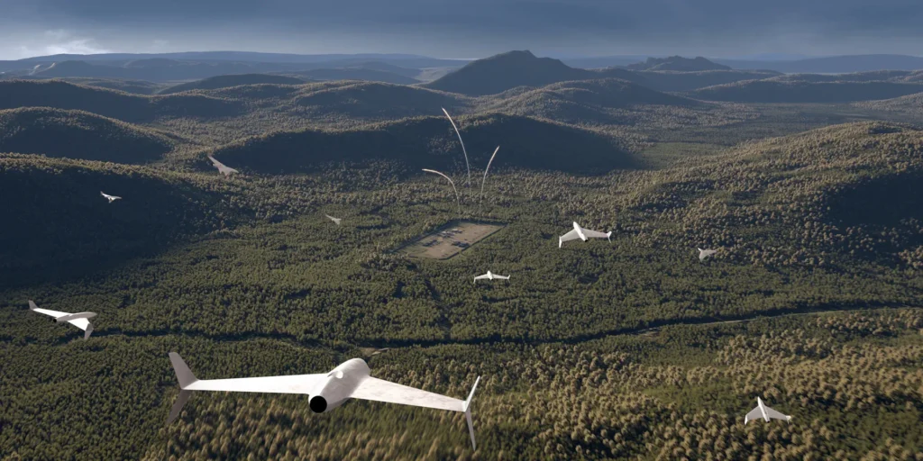 MBDA Deluge one-way effector in flight, 3D render. © MBDA