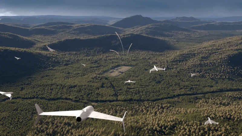 MBDA Deluge one-way effector in flight, 3D render. © MBDA