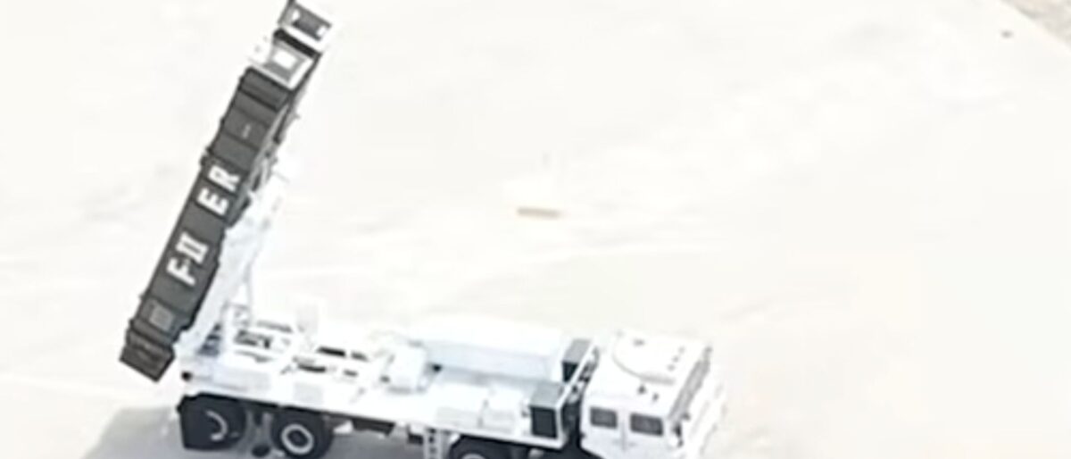 Screen grab from Pakistan Army ISPR test footage of the Fatah-2 Extended Range or Fatah-2 ER